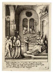 カイアファスの前に再びイエス 作： Wenceslaus Hollar